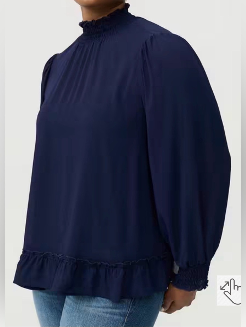 NWT Torrid crinkle smock neck blouse in peacoat blue, Torrid size 4, 4X